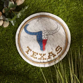 Texas Proud Stepping Stone - Texas Longhorn Flag  Handcrafted Home Decor