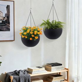 13.4 inch Self-Watering Hanging Rattan-Inspired Planter Large Capacity, Root-Rot Resistant Water Storage with Water Level Indicator