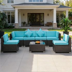 7-piece courtyard furniture set, outdoor segmented sofa set, garden set
