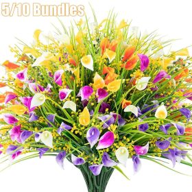 5 Bundles Artificial Calla Lily Artificial Flowers UV Resistant Plastic Flowers 5 Colors Mix Calla Lily Fake Plants For Summer Autumn Home Decor