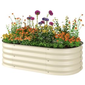3.4' x 2' x 1' Galvanized Raised Garden Bed Kit, Metal Planter Box with Safety Edging, Cream