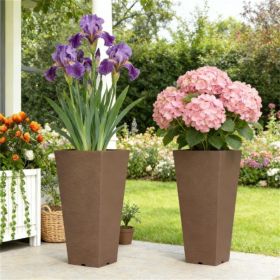 A set of 2 plastic flower pots, plant pots, brown