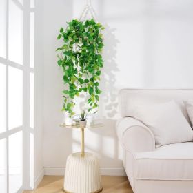 Fake Hanging Plants, 2pcs Artificial Hanging Plant, Faux Pothos Vines Greenery for Wall Home Living Room Office Indoor Outdoor Decor (No Baskets)