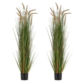 Artificial Grass Plant, 2 Pack 59 inch Horsetail Reed Grass in Pot