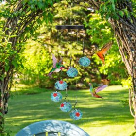 Innovative Wind Chimes Hummingbird Feeder, Bright Color Anti-Fading Outdoor Bird Feeder, Easy to Install & Refill Nectar, Multiple Feeding Ports
