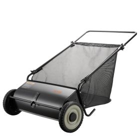 Push Lawn Sweeper, 26-inch Leaf & Grass Collector, Strong Rubber Wheels & Heavy Duty Thickened Steel