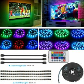 4x50CM USB 5V RGB LED Strip  Background Light  Remote Kit For TV Computer Lamp (Option: W11832618)